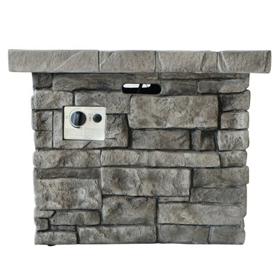 30" Outdoor Square Mgo Propane Fire Pit - 40,000 BTU, Grey