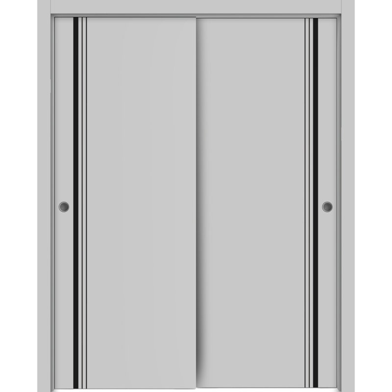 Portes de placard coulissantes en bois massif massif, Gris mat, 56 po x 96 po