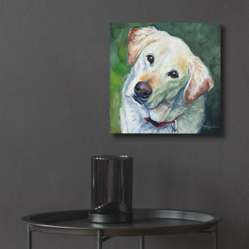 Art mural en verre Winston Porter «Dogs Yellow Lab» par Lindsay Kivi, H 12 po x l 12 po