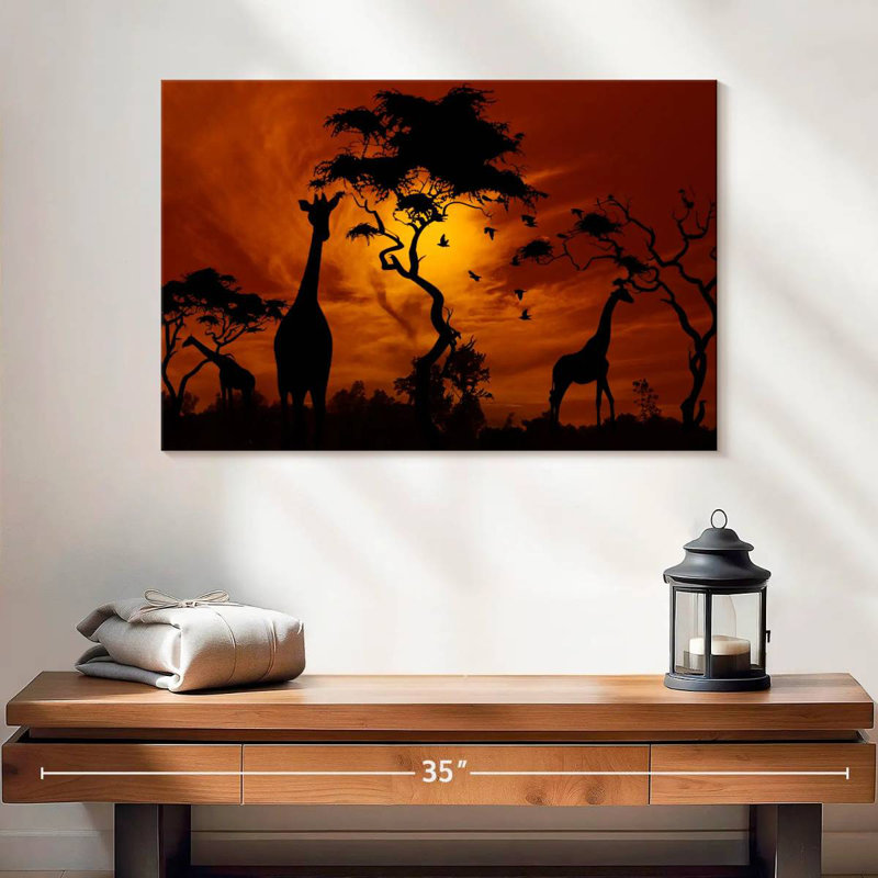 Brampt silhouette de girafes d'Afrique, H 16 po x l 24 po