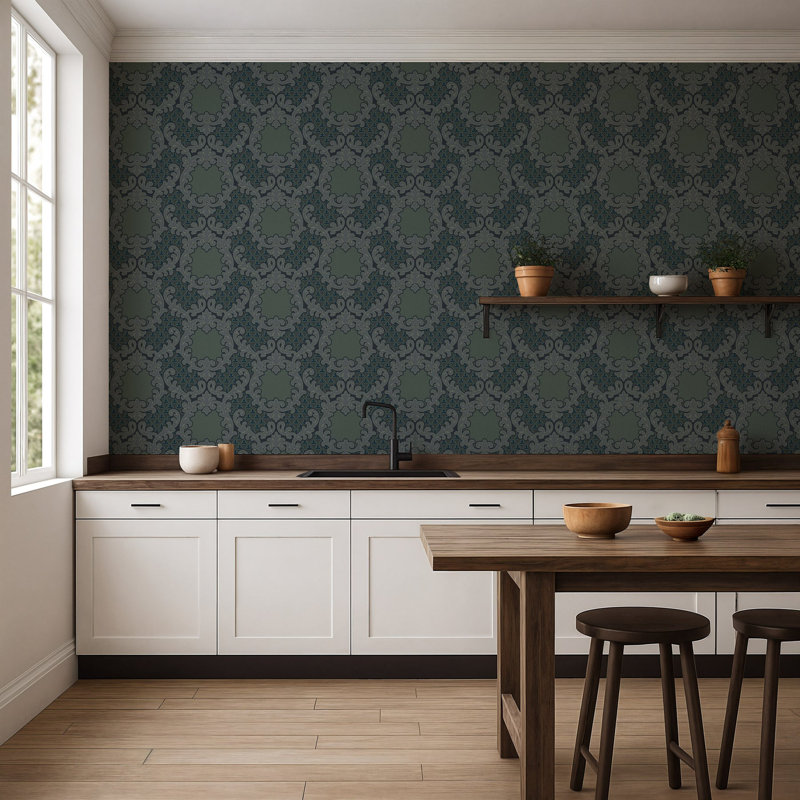 Papier peint Shadow Leaf Damask - Midnight