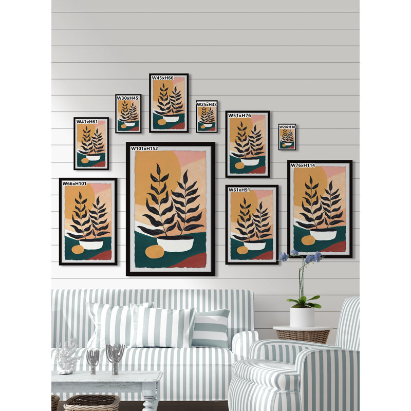 Potted Ferns - Single Picture Frame Painting, 61cm H x 41cm W x 3.81cm D