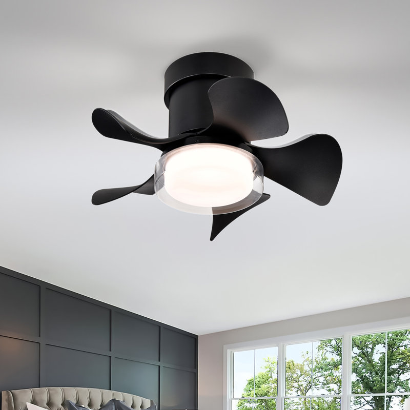 Ventilateur de plafond 21 pouces à faible bruit et noir avec télécommande, Noir, Noir