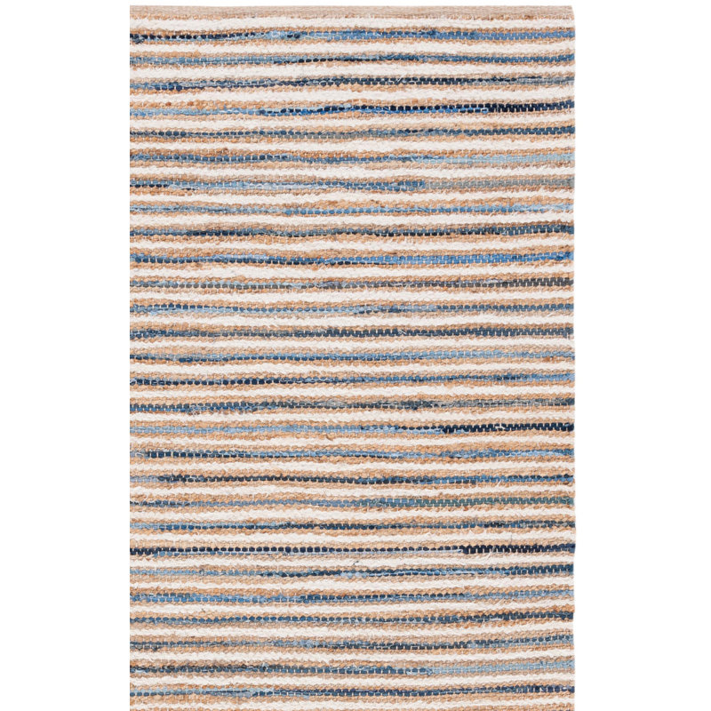 Tapis rayé en jute / toile / coton Karlen, Rectangle 8 pi x 10 pi
