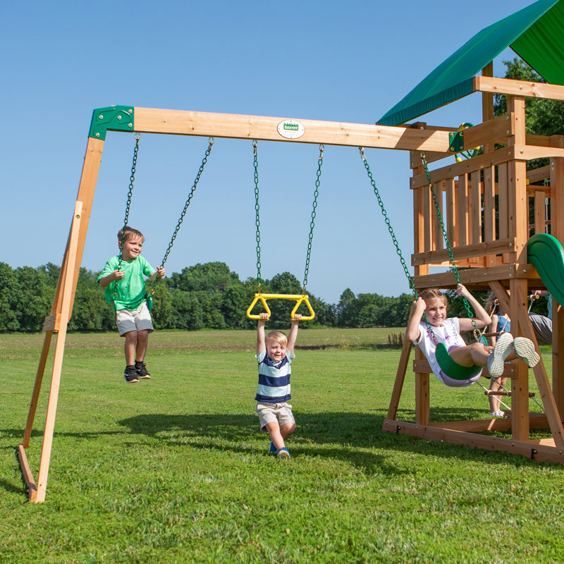 Mount McKinley Cedar Wood Swing Set with Slide and Climber