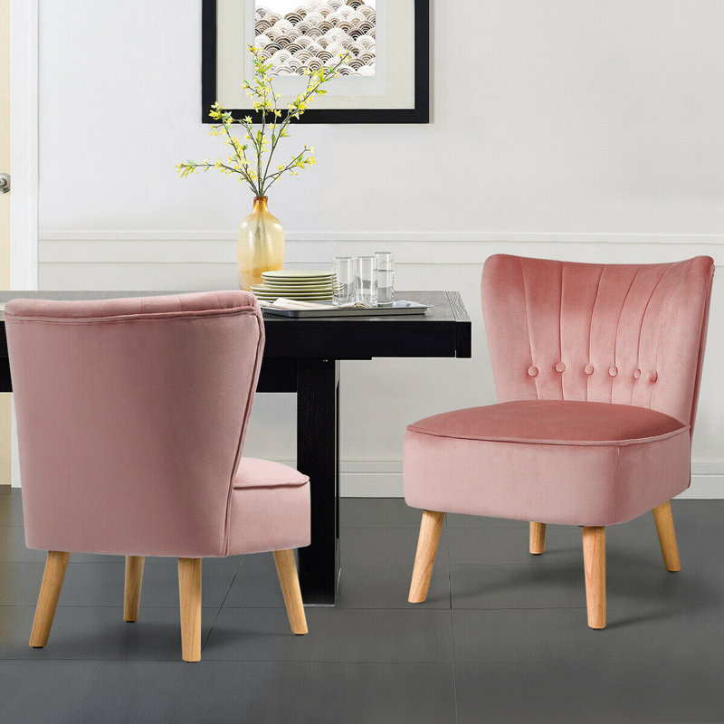 Tisdale Velvet Slipper Chair, Pink Velvet
