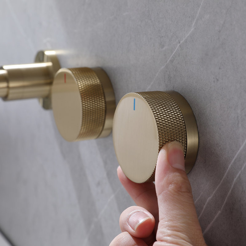 8.07" Wall Mounted Widespread Bathroom Sink Faucet, Solid Brass Vanity Sink Mixer Tap With Drain Assembly, Brushed Gold