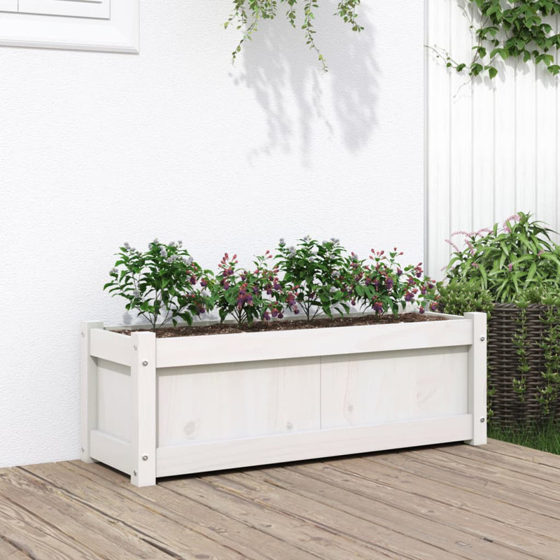 Wooden Kogut Flower Box, 1, 12.20" H x 35.43" W x 12.20" D, White