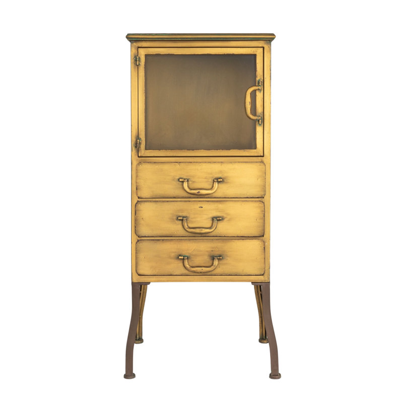 Metal Storage Cabinet with 3 Drawers, Gold