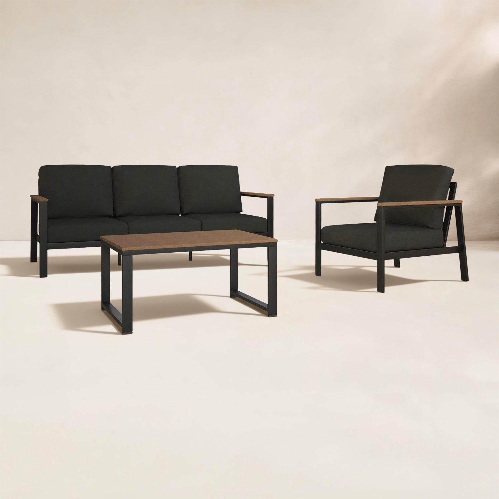 Townsend 4-Person Sunbrella® Patio Seating Group, Canvas Black Sunbrella® Canvas