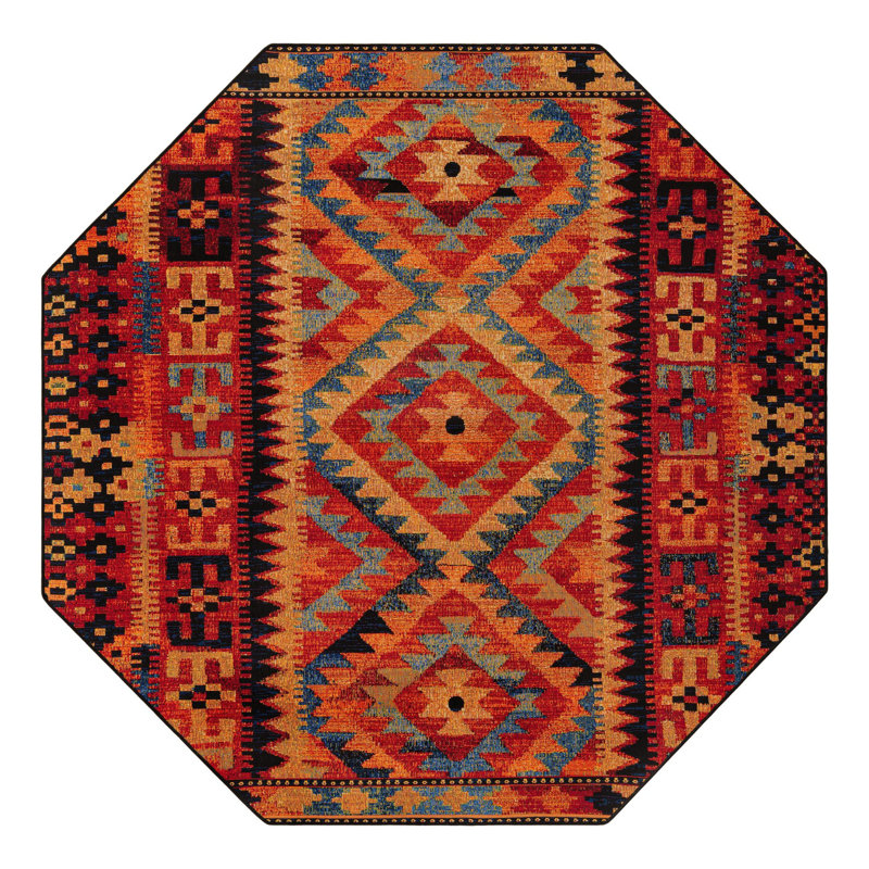 Tapis d'intérieur / extérieur en polypropylène tissé à la machine Lidio - rouge / jaune / bleu