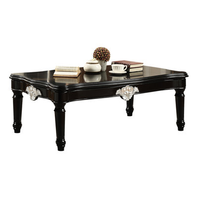 Black Coffee Table With Artistic Detail And Charm - Enhances Home Decor Flair Aesthetics