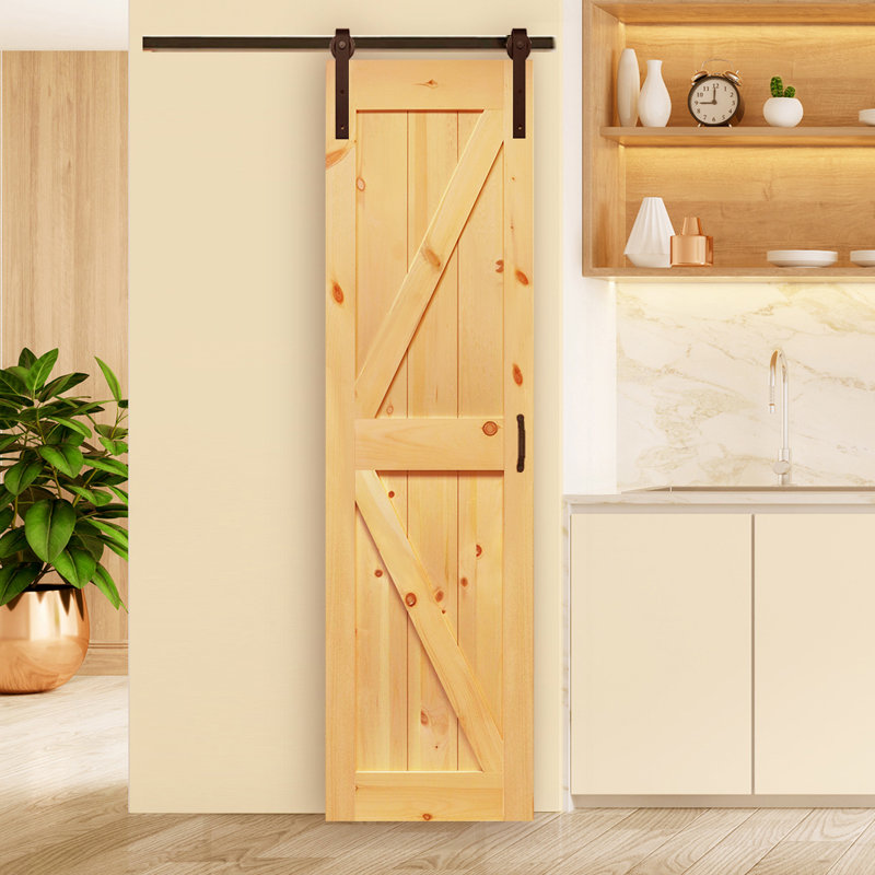 Black Heavy-Duty Barn Door Hardware Kit for 48 in. Doors