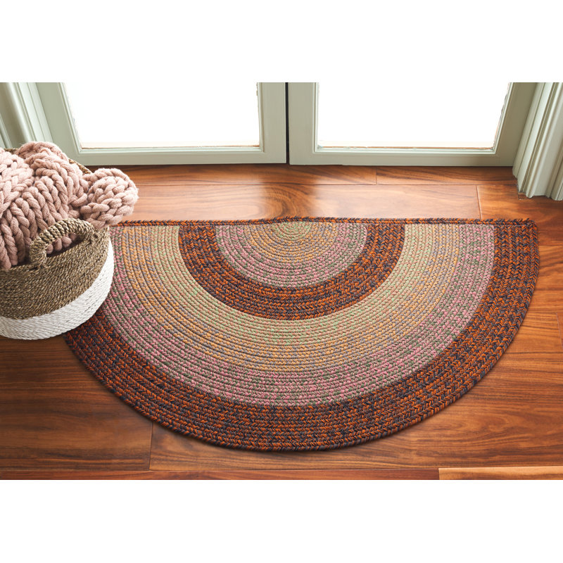 Olathe Hand Woven Performance Machine Washable Performance Chevron Indoor/Outdoor Area Rug, Half-circle 2' x 4'