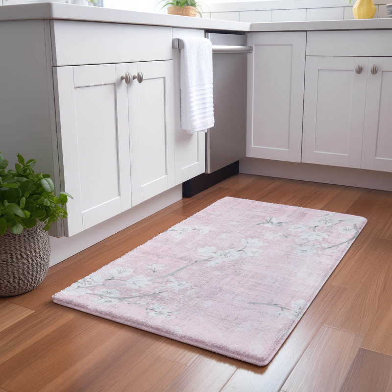 Floral Area Rug, Soft Pink, Rectangle 8' x 10'