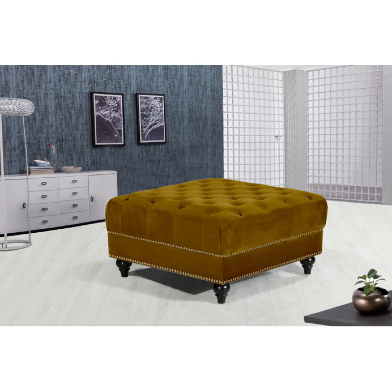Crosier 85cm Wide Tufted Square Ottoman, Mustard