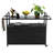 Outdoor Wicker Bar Cart, Patio Wine Serving Cart W/Wheels, Rolling Rattan Beverage Bar Counter Table W/Glass Top-576794683
