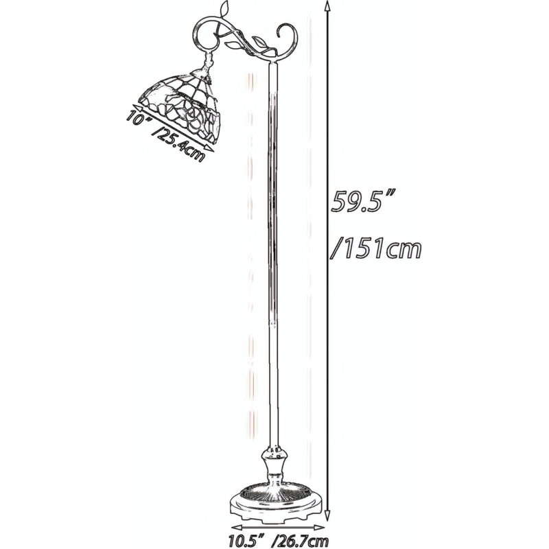 Tiffany Style Stained Glass Floor Lamp With Rose Flower Design, 59.5-Inch Handcrafted Reading Lamp With Adjustable Shade And Foot Switch