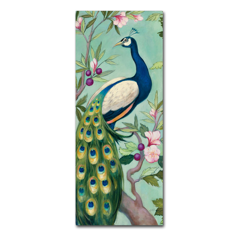 « pretty peacock ii », reproduction sur toile tendue, H 32 po x l 14 po