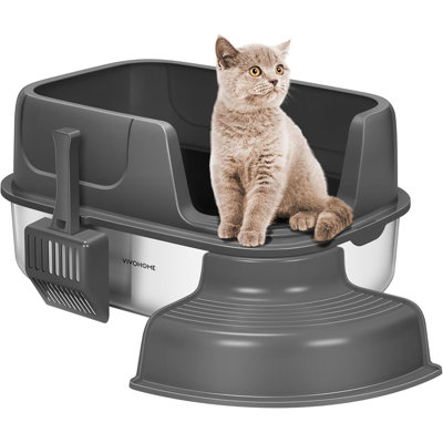 Extra Large Stainless Steel Cat Litter Box With With Cover And Steps