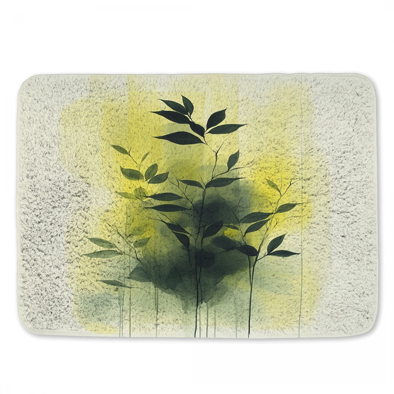 Tapis de bain à feuilles jaunes, L 24 po x l 17 po