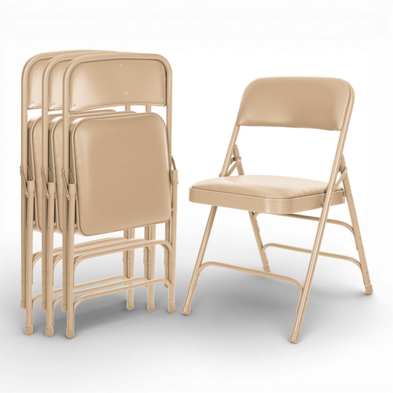 Chaise pliante en vinyle Bernadine, Crème