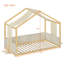 Lit simple à baldaquin avec panneaux latéraux rembourrés en velours, auvent en gaze respirant, cadre de lit plateforme à rembourrage doux, lit moderne à assemblage facile pour la chambre à coucher, chambre d'amis - naturel-132504708