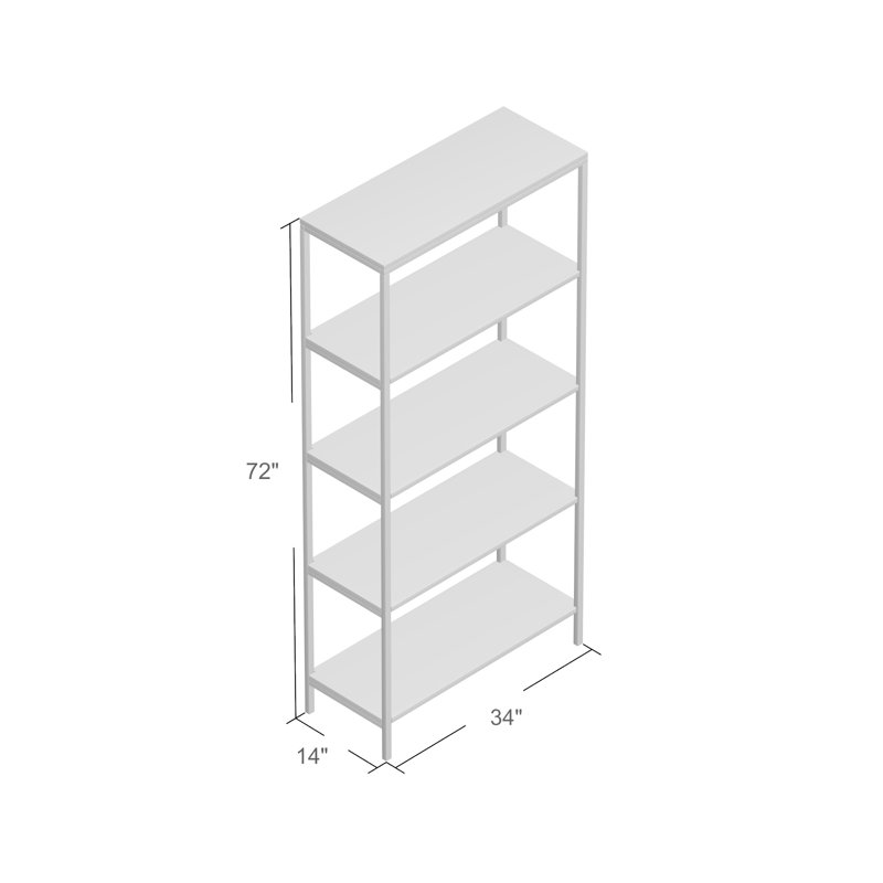Modern Beige 72" Tall Bookcase with 5 Spacious Shelves, Natural