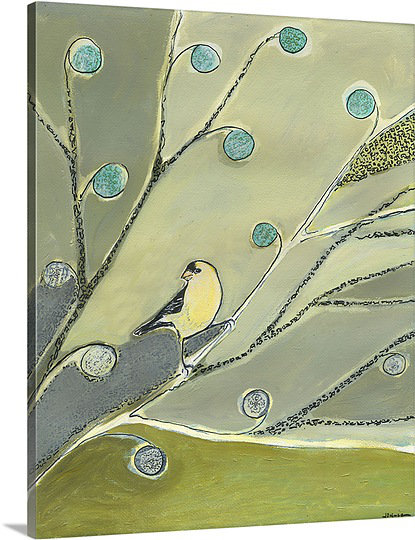 «Noleen The Goldfinch Waits», reproduction d'art sur toile, H 30 po x l 24 po x P 1,25 po