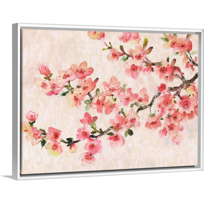 «Cherry Blossom Composition I» par Timothy O 'Toole - reproduction d'art sur toile, Cadre flottant blanc