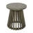 Acacia Wood Outdoor Side Table - Grey Finish, Round Slatted Design, 15.75" Diameter, For Patio, Garden, Poolside, 81Lb Capacity-1228700719