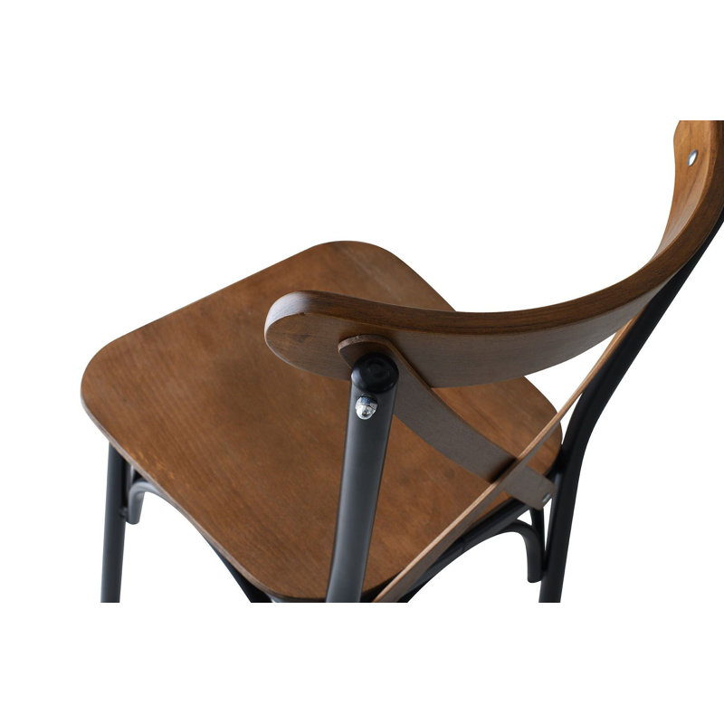 Chaise d’appoint rembourrée à dossier en croix, Brun, Brun / noir, 4