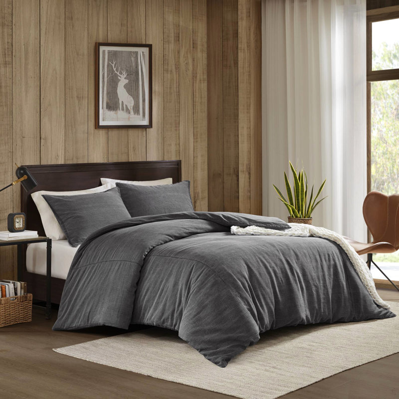 Housse de couette en sergé 100% coton 3 pièces très grand / très grand, très moelleuse, résistante à la pierre et fabriquée en coton délavé toutes saisons, avec housse, design et tissu respirant