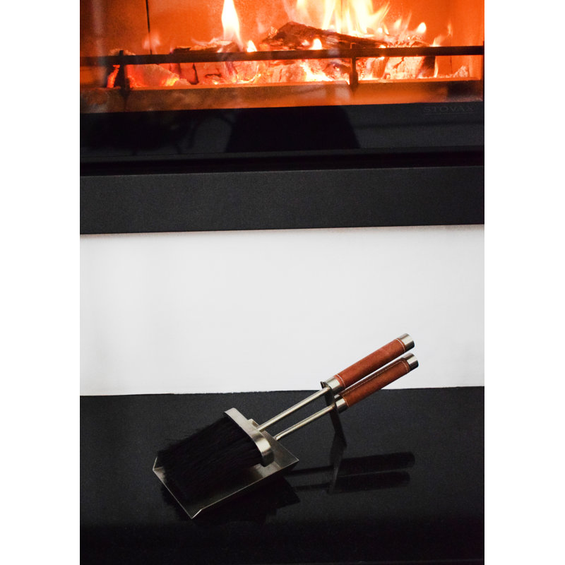 Leather Handled Tidy Set Pewter 35cm