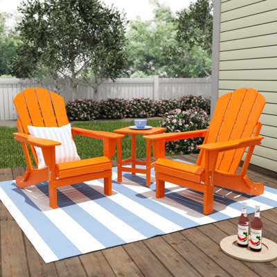 Moncrief 2 - Person Plastic Folding Adirondack Chair with Table