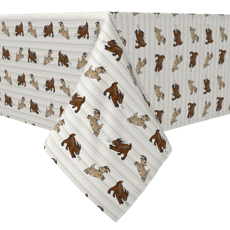 Rectangular Tablecloth, 100% Cotton, 60X84", Jumping Goats