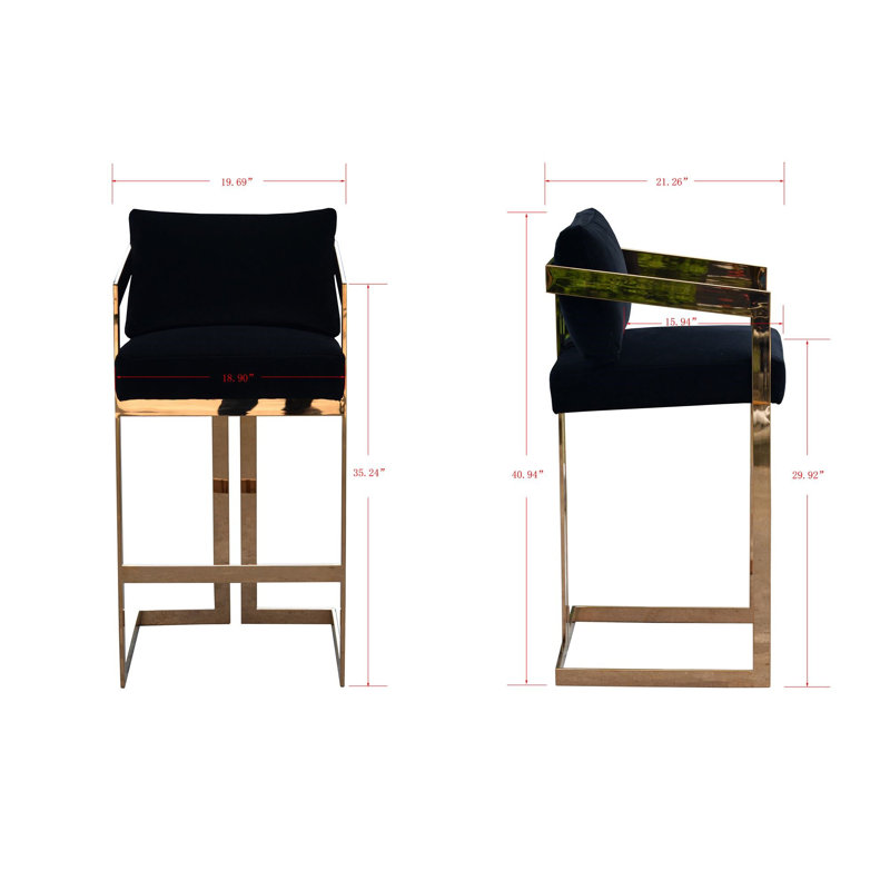 Upholstered Stool, Black