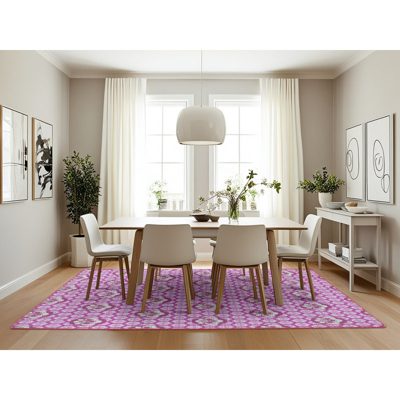 Tapis rose tissé à la machine, Rectangle 7 pi x 10 pi