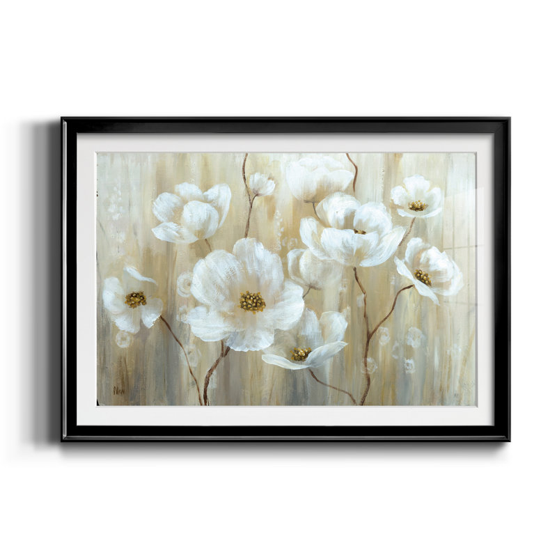 Shimmering Blossoms - Reproduction d'art sur papier encadrée, H 26,5 po x l 36,5 po x P 1,5 po, Noir