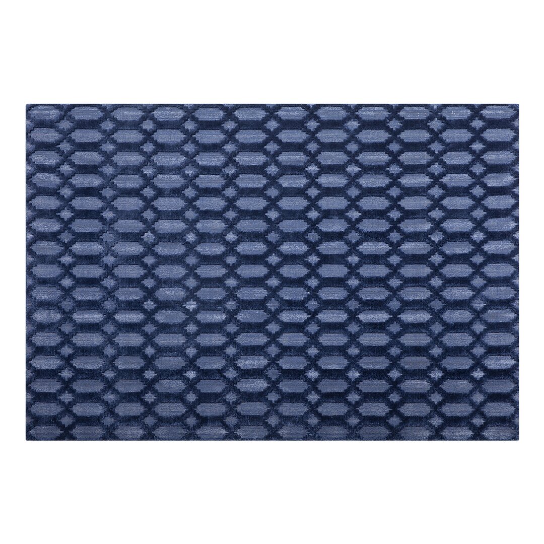 Flachgewebe-Teppich Knopp in Marineblau