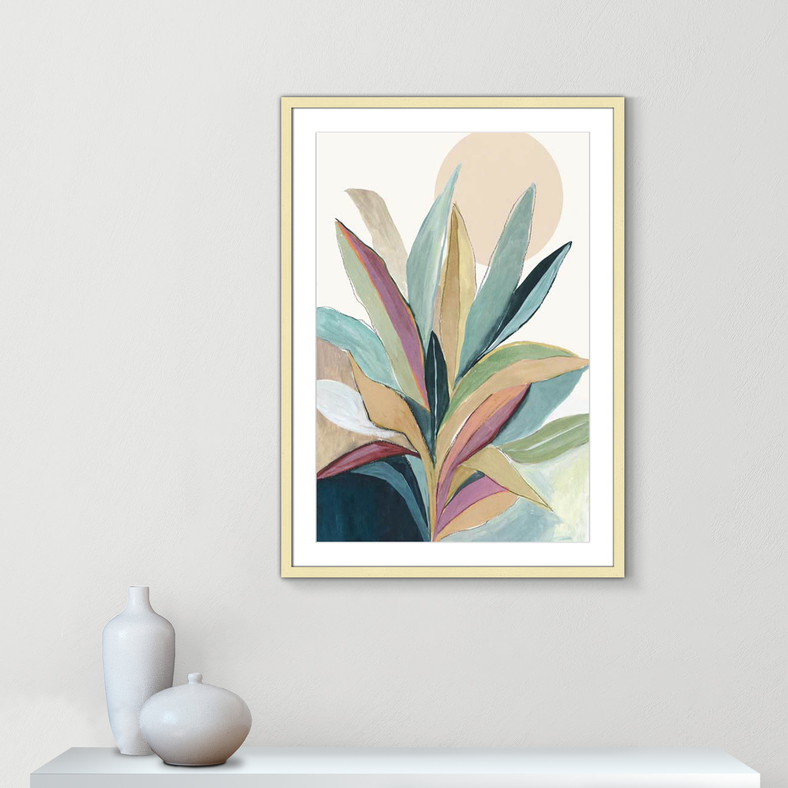 Sherbrooke Sunny Bright Leaves I by Asia Jensen Print, Yes, 35.5" H x 25.5" W x 1.25" D, Gold Single Picture Frame