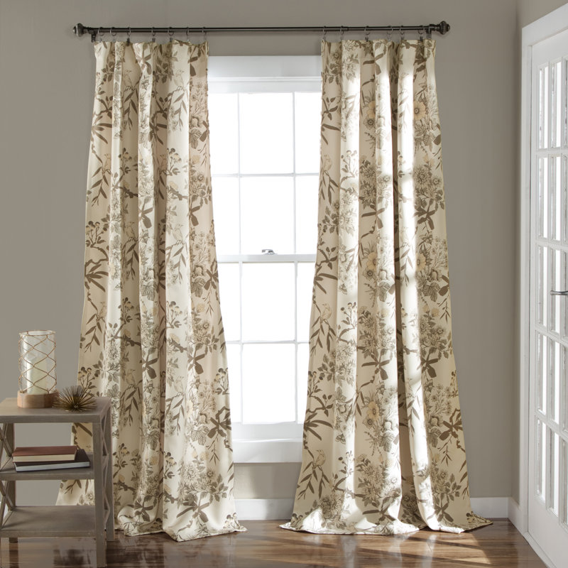 Botanical Garden Room Darkening Curtain Pair, 52"W x 84"L, Blue