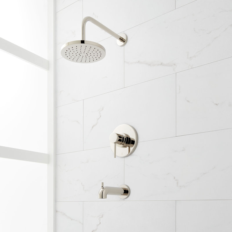 Système de douche et baignoire à pression équilibrée Lexia, Nickel poli