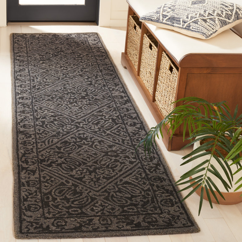 Dip Dye Hand Tufted Wool/Cotton Oriental Rug in Dark Gray, Runner 2'3" x 8'