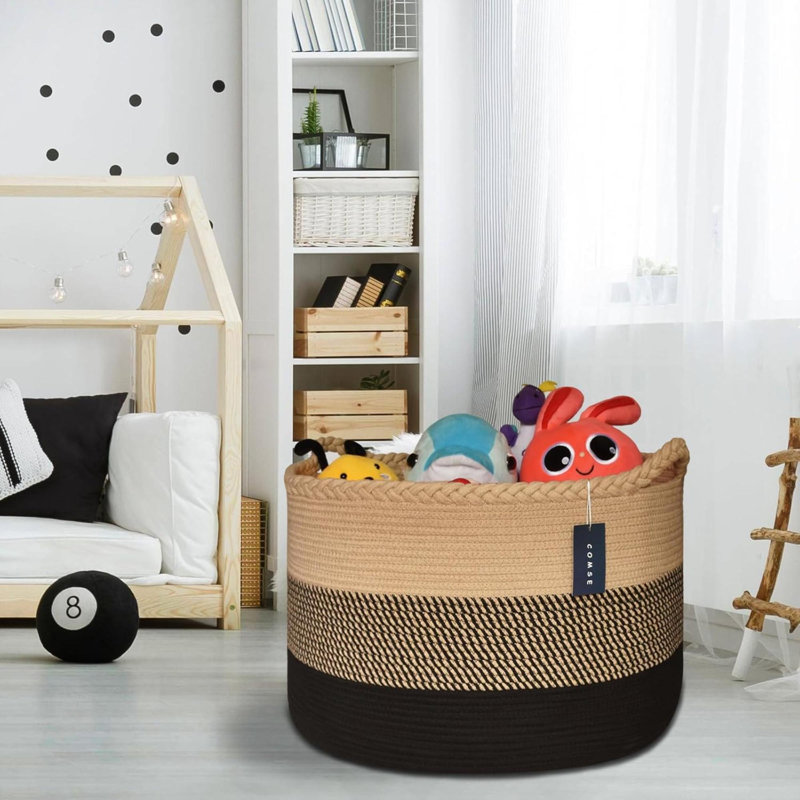 Laundry Basket with Handles, Brown/Black