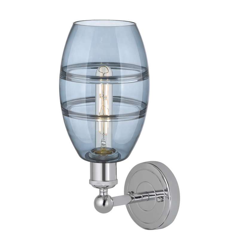 Applique murale en acier Bettylou, Chrome poli, H 10,38 po x l 5,88 po x P 7,44 po, Bleu princesse