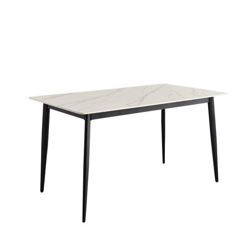 Table européenne en porcelaine blanche avec pieds en métal, plateau et pieds de salle à manger 55 "X 30,62 29,52"