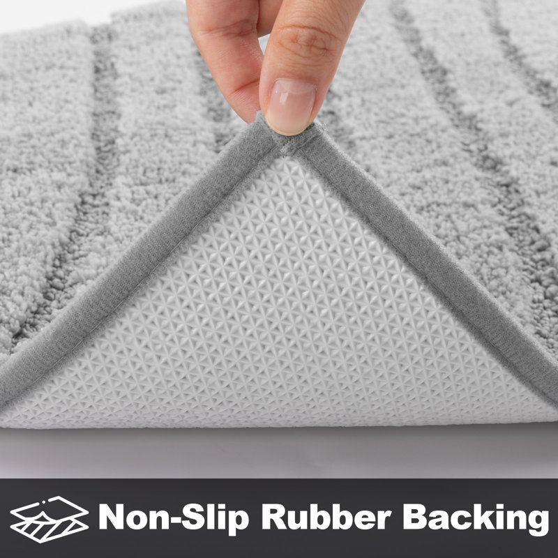 Absorbent Non-Slip Bathroom Mats (Set of 3), Gray