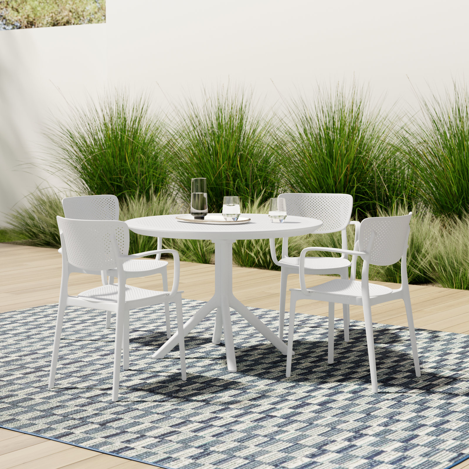 Farrah 41" Patio Dining Set, White