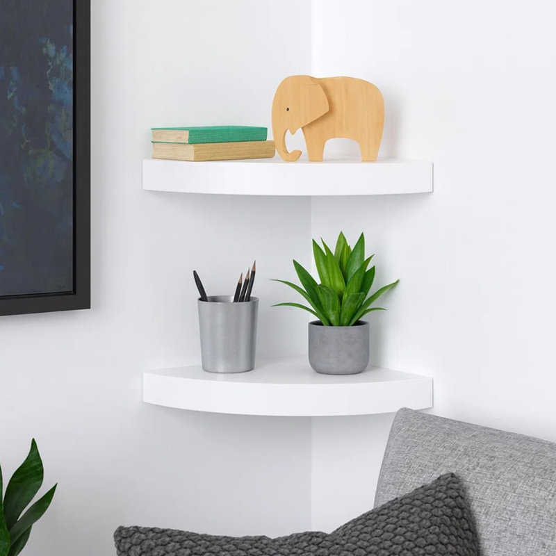Ensemble de 2 tablettes murales Phoebs, Blanc brillant